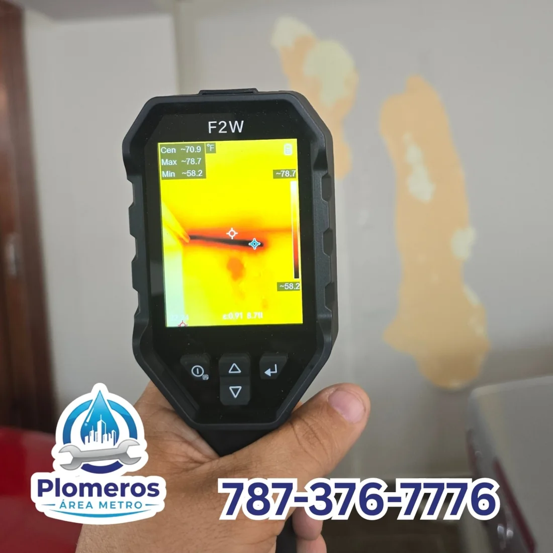 Cámara térmica de Plomeros Área Metro para investigar filtraciones de agua y cambios de temperatura en paredes